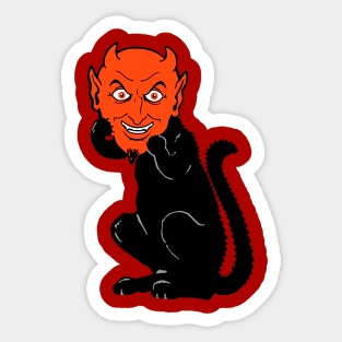 Black cat and devil mask Sticker